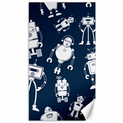 White-robot-blue-seamless-pattern Canvas 40  X 72  by Salman4z