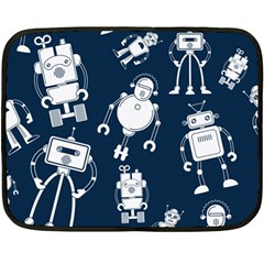 White-robot-blue-seamless-pattern Fleece Blanket (mini) by Salman4z