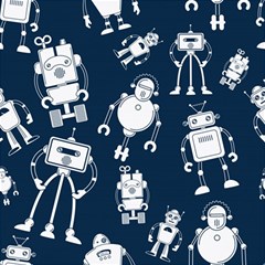 White-robot-blue-seamless-pattern Play Mat (square) by Salman4z