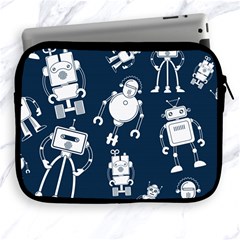 White-robot-blue-seamless-pattern Apple Ipad 2/3/4 Zipper Cases by Salman4z