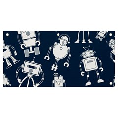 White-robot-blue-seamless-pattern Banner And Sign 6  X 3  by Salman4z