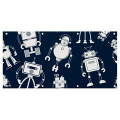 White-robot-blue-seamless-pattern Banner And Sign 8  X 4  by Salman4z