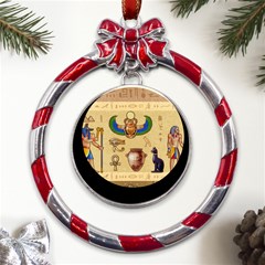 Egypt-horizontal-illustration Metal Red Ribbon Round Ornament