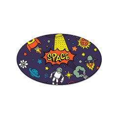 Vector-flat-space-design-background-with-text -- Sticker Oval (10 Pack) by Salman4z