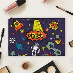 Vector-flat-space-design-background-with-text -- Cosmetic Bag (large) by Salman4z