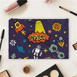 Vector-flat-space-design-background-with-text -- Cosmetic Bag (Large) Front