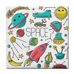 Space-cosmos-seamless-pattern-seamless-pattern-doodle-style Tile Coaster by Salman4z