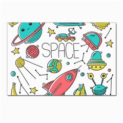 Space-cosmos-seamless-pattern-seamless-pattern-doodle-style Postcards 5  X 7  (pkg Of 10) by Salman4z