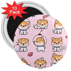 Set-kawaii-smile-japanese-dog-akita-inu-cartoon 3  Magnets (10 Pack)  by Salman4z