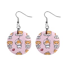 Set-kawaii-smile-japanese-dog-akita-inu-cartoon Mini Button Earrings by Salman4z