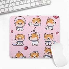 Set-kawaii-smile-japanese-dog-akita-inu-cartoon Large Mousepad by Salman4z