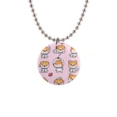 Set-kawaii-smile-japanese-dog-akita-inu-cartoon 1  Button Necklace by Salman4z