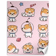 Set-kawaii-smile-japanese-dog-akita-inu-cartoon Canvas 12  X 16  by Salman4z