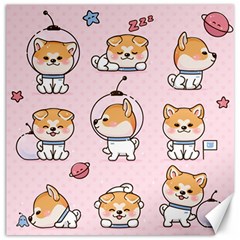 Set-kawaii-smile-japanese-dog-akita-inu-cartoon Canvas 16  X 16  by Salman4z