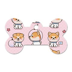 Set-kawaii-smile-japanese-dog-akita-inu-cartoon Dog Tag Bone (one Side) by Salman4z