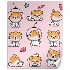 Set-kawaii-smile-japanese-dog-akita-inu-cartoon Canvas 11  X 14  by Salman4z