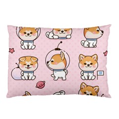 Set-kawaii-smile-japanese-dog-akita-inu-cartoon Pillow Case by Salman4z