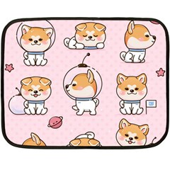 Set-kawaii-smile-japanese-dog-akita-inu-cartoon Two Sides Fleece Blanket (mini) by Salman4z