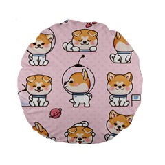 Set-kawaii-smile-japanese-dog-akita-inu-cartoon Standard 15  Premium Round Cushions by Salman4z