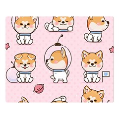 Set-kawaii-smile-japanese-dog-akita-inu-cartoon Two Sides Premium Plush Fleece Blanket (large) by Salman4z