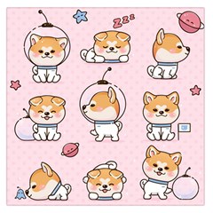 Set-kawaii-smile-japanese-dog-akita-inu-cartoon Square Satin Scarf (36  X 36 ) by Salman4z