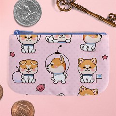 Set-kawaii-smile-japanese-dog-akita-inu-cartoon Large Coin Purse by Salman4z