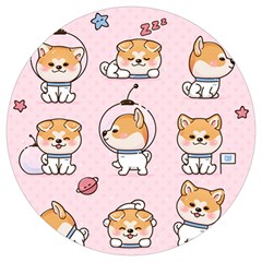 Set-kawaii-smile-japanese-dog-akita-inu-cartoon Round Trivet by Salman4z