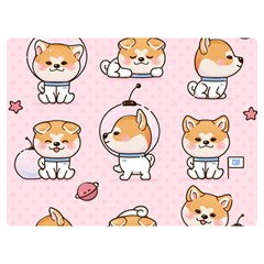 Set-kawaii-smile-japanese-dog-akita-inu-cartoon Premium Plush Fleece Blanket (extra Small)