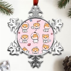 Set-kawaii-smile-japanese-dog-akita-inu-cartoon Metal Small Snowflake Ornament