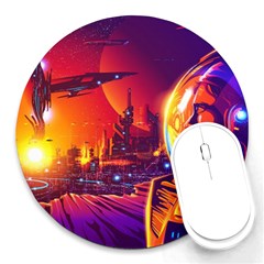 Far-future-human-colonization Round Mousepad by Salman4z