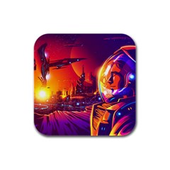 Far-future-human-colonization Rubber Square Coaster (4 Pack) by Salman4z