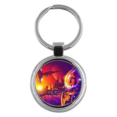 Far-future-human-colonization Key Chain (round) by Salman4z