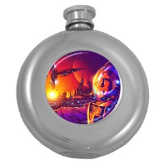 Far-future-human-colonization Round Hip Flask (5 Oz) by Salman4z