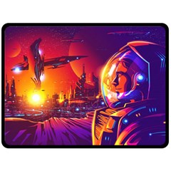 Far-future-human-colonization Two Sides Fleece Blanket (large) by Salman4z