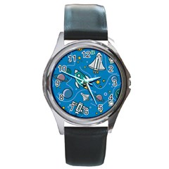 About-space-seamless-pattern Round Metal Watch by Salman4z