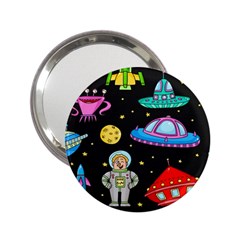 Seamless-pattern-with-space-objects-ufo-rockets-aliens-hand-drawn-elements-space 2 25  Handbag Mirrors by Salman4z