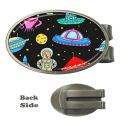 Seamless-pattern-with-space-objects-ufo-rockets-aliens-hand-drawn-elements-space Money Clips (oval)  by Salman4z