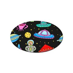 Seamless-pattern-with-space-objects-ufo-rockets-aliens-hand-drawn-elements-space Sticker Oval (10 Pack) by Salman4z