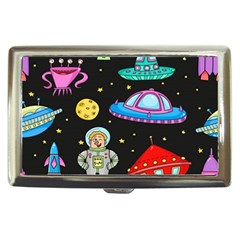 Seamless-pattern-with-space-objects-ufo-rockets-aliens-hand-drawn-elements-space Cigarette Money Case by Salman4z