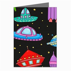 Seamless-pattern-with-space-objects-ufo-rockets-aliens-hand-drawn-elements-space Greeting Cards (pkg Of 8) by Salman4z