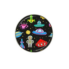 Seamless-pattern-with-space-objects-ufo-rockets-aliens-hand-drawn-elements-space Hat Clip Ball Marker by Salman4z