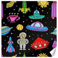 Seamless-pattern-with-space-objects-ufo-rockets-aliens-hand-drawn-elements-space Canvas 12  X 12  by Salman4z