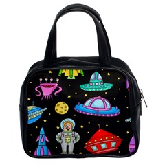 Seamless-pattern-with-space-objects-ufo-rockets-aliens-hand-drawn-elements-space Classic Handbag (two Sides) by Salman4z