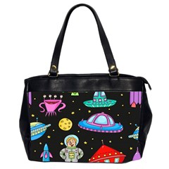 Seamless-pattern-with-space-objects-ufo-rockets-aliens-hand-drawn-elements-space Oversize Office Handbag (2 Sides) by Salman4z