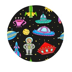 Seamless-pattern-with-space-objects-ufo-rockets-aliens-hand-drawn-elements-space Mini Round Pill Box (pack Of 5) by Salman4z