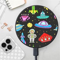 Seamless-pattern-with-space-objects-ufo-rockets-aliens-hand-drawn-elements-space Wireless Fast Charger(black) by Salman4z