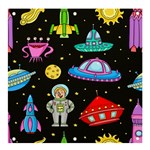 Seamless-pattern-with-space-objects-ufo-rockets-aliens-hand-drawn-elements-space Banner and Sign 4  x 4  Front