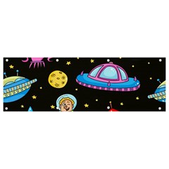 Seamless-pattern-with-space-objects-ufo-rockets-aliens-hand-drawn-elements-space Banner And Sign 9  X 3 