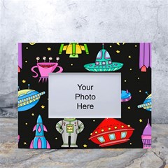 Seamless-pattern-with-space-objects-ufo-rockets-aliens-hand-drawn-elements-space White Tabletop Photo Frame 4 x6  by Salman4z