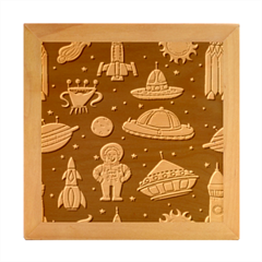 Seamless-pattern-with-space-objects-ufo-rockets-aliens-hand-drawn-elements-space Wood Photo Frame Cube by Salman4z